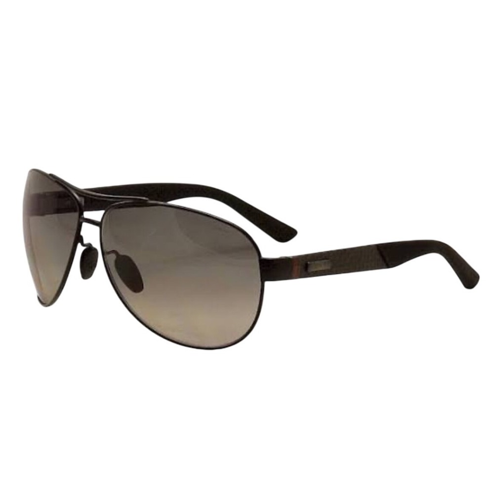 Gucci GG 2246/S Polarized Aviator Sunglasses Gunmetal Carbon Fiber Web Stripe